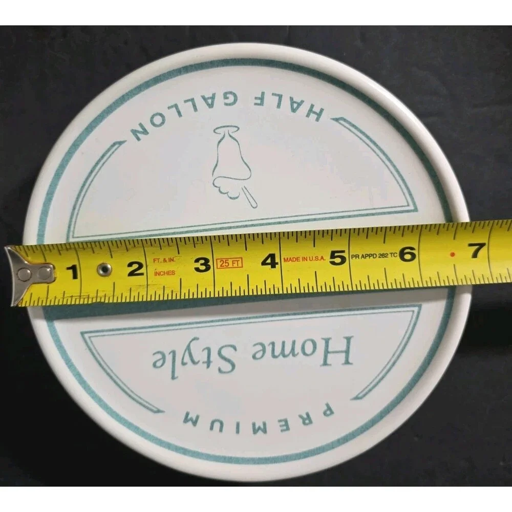 Vtg. William Sonoma Ice Cream White Crock w/ GREAT Blue Lid Graphics VERY NICE!!